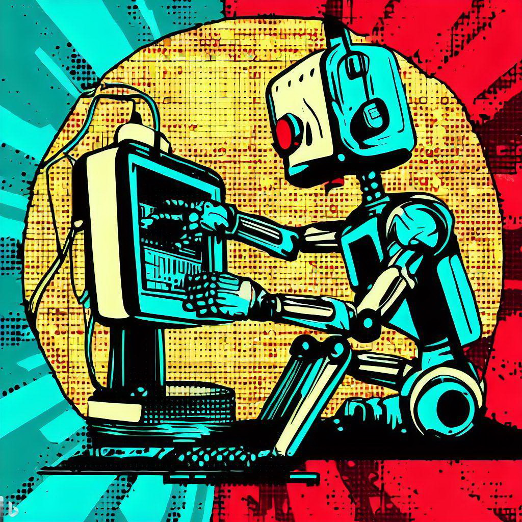 robot creating a computer